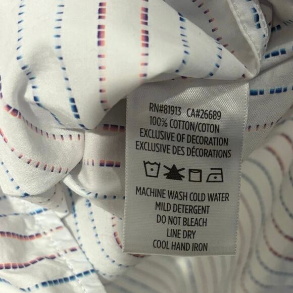 ROBERT GRAHAM Shirt Dotted Rainbow Vertical Lines Blue Flip Cuff Collar 2XL - Picture 5 of 7